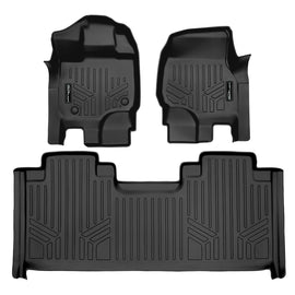 SMARTLINER Custom Fit Floor Mats 2 Row Liner Set Black Compatible With 2015-2025 Ford F-150 SuperCab with 1st Row Bucket Seats (SA0167/B0172)