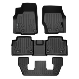 SMARTLINER All Weather Custom Fit Black 3 Row Liner Set Compatible With 2021-2023 Jeep Grand Cherokee L (SA0674/B0644/C0644)