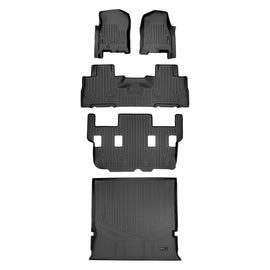 SMARTLINER Floor Mats and Cargo Liner Set Black Compatible With 07-10 Expedition/Navigator with 2nd Row Bucket Seats (SA0346/B0303/C0184/D0183)