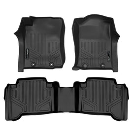 SMARTLINER Custom Fit Floor Mats 2 Row Liner Set Black Compatible With 2012-2015 Toyota Tacoma Double Cab (SA0107/B0033)