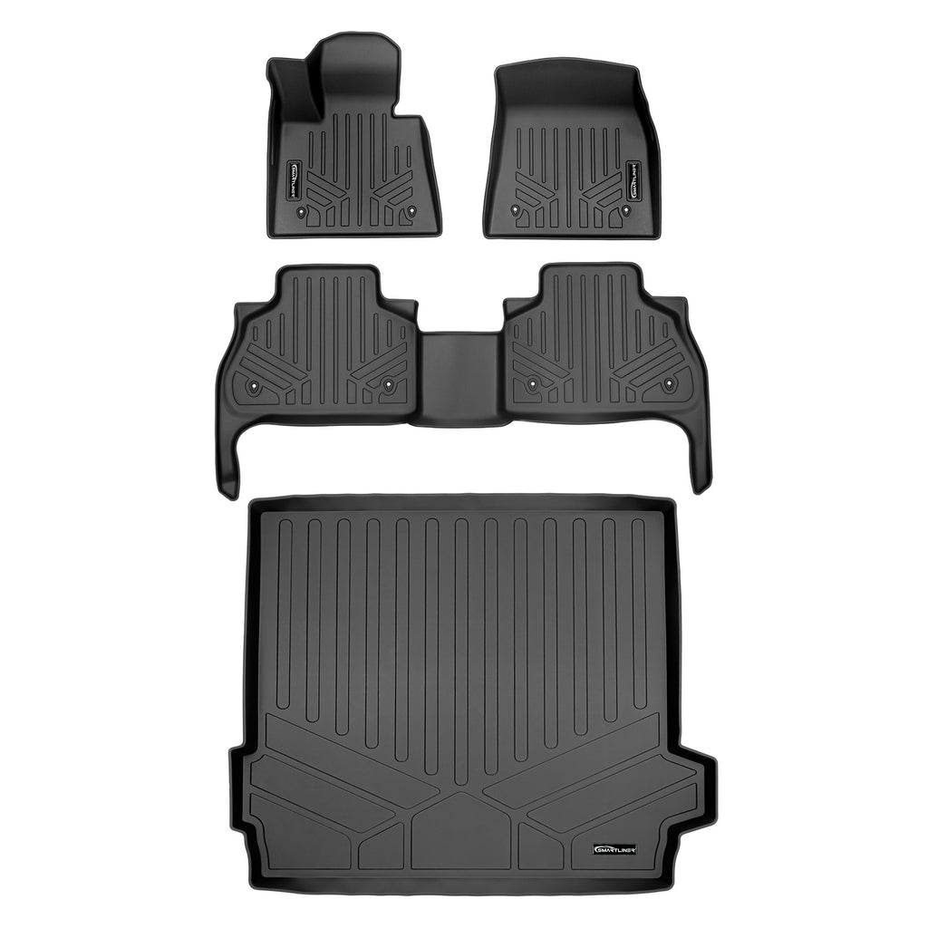 SMARTLINER Custom Fit Floor Mats 2 Rows and Cargo Liner Behind 2nd Row Set Black Compatible With 2019-2025 BMW X5 (SA0420/B0420/D0420)