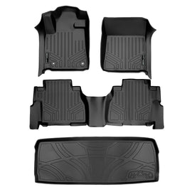 SMARTLINER Custom Fit Floor Mats & Cargo Liner Behind 3rd Row Set Compatible With 2012-2022 Toyota Sequoia with 2nd Row Bench Seat (SA0108/B0272/D0028)