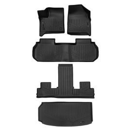 SMARTLINER Custom Fit All Weather 3 Row Floor Mats and Cargo Liner Behind 3rd Row Set Black Compatible with 2024-2025 Chevrolet Traverse (SA0757/B0757/C0761/E0757)