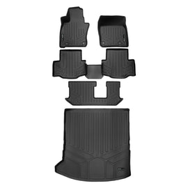 SMARTLINER Custom Fit All Weather Protection 3 Rows & Cargo Liner Behind 2nd Row Set Compatible With 2024 Mazda CX-90 Hybrid/ Plug-In Hybrid (SA0716/B0716/C0717/D0716)