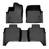 SMARTLINER Custom Fit Black 2 Row Floor Mat Liner Set Compatible With 2022-2023 Toyota Tundra CrewMax Cab with 2nd Row Underseat Storage (SA0593/B0593)
