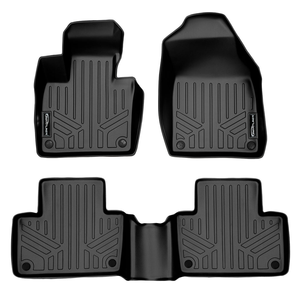 SMARTLINER Custom Fit Floor Mats 2 Row Liner Set Black Compatible With 2016-2023 Volvo XC90 - No Plug-in Hybrid Models (SA0223/B0223)