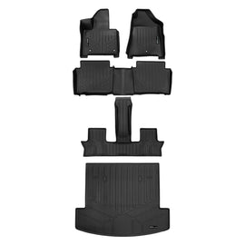 SMARTLINER All Weather Custom Fit Black 3 Row Floor Liner Set & Cargo Liner Behind 2nd Row Set Compatible With 2024 Hyundai Santa Fe Hybrid (SA0742/B0751/C0742/D0742)