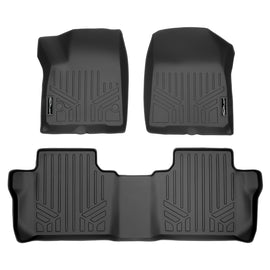 SMARTLINER Custom Fit Floor Mats 2 Row Liner Set Black Compatible With 2017-2021 GMC Acadia with 2nd Row Bench Seat (SA0230/B0248)