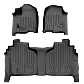 SMARTLINER Floor Mats 2 Row Liner Set Black 2019-2021 1500 Silverado/Sierra Crew Cab - 2020-2021 2500/3500 HD Crew Cab (SA0400/B0400)