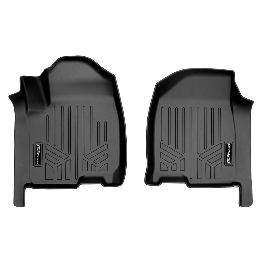 SMARTLINER Custom Fit Floor Mats 1st Row Liner Set Black Compatible With Vinyl Floor 2019-2021 Chevy Silverado / GMC Sierra 1500 (SA0457)
