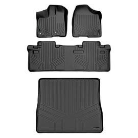 SMARTLINER Custom Floor Mats 2 Rows and Cargo Liner Behind 2nd Row Set Black Compatible With 2013-2020 Toyota Sienna 8 Passenger Model (SA0128/B0083/D0083)