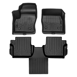 SMARTLINER All Weather Protection Custom Fit Black 2 Row Floor Liner Set Compatible With 2018-2024 Transit Connect Wagon With Vinyl Flooring and without secondary footrest (SA0749/B0478)