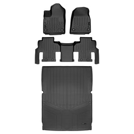 SMARTLINER Custom Fit Black 2 Row & Cargo Liner Behind the 2nd Row Floor Mat Liner Set Compatible With 2023-2024 Jeep Grand Wagoneer L (SA0573/B0577/D0708)