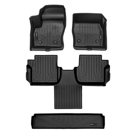 SMARTLINER All Weather Protection Custom Fit Black 2 Row Floor & Cargo Liner Set Compatible With 2018-2024 Transit Connect Wagon With Vinyl Flooring and without secondary footrest (SA0749/B0478/E0478)