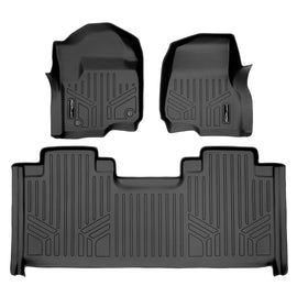SMARTLINER Floor Mats 2 Row Liner Set Black Compatible With 2017-2022 Ford F-250/F-350 Super Duty SuperCab with 1st Row Bucket Seats (SA0246/B0172-P)