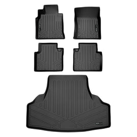 SMARTLINER Custom Fit Floor Mats 2 Rows and Cargo Liner Trunk Set Black Compatible With 2014-2020 Infiniti Q70 (SA0408/B0408/D0408)