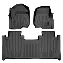 Load image into Gallery viewer, SMARTLINER Custom Floor Mats 2 Row Liner Set Black Compatible With 2017-2022 Ford F-250/F-350 Super Duty SuperCab with 1st Row Bench Seat (SA0246/B0199-P)