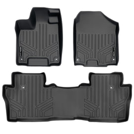 SMARTLINER Custom Fit Floor Mats 2 Row Liner Set Black Compatible With 2016-2022 Honda Pilot (SA0200/B0200)