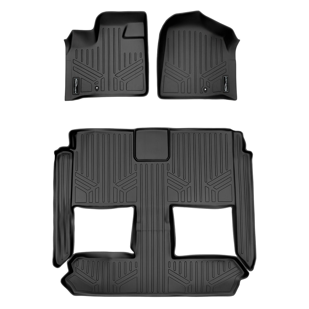 SMARTLINER Floor Mats 3 Row Liner Set Black Compatible With 2008-2020 Grand Caravan / 2008-2016 Town & Country (SA0046/B0046)