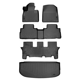 SMARTLINER Custom Fit Floor Mats 3 Rows and Cargo Liner Behind 3rd Row Set Black Compatible With 2020-2025 Hyundai Palisade (SA0472/B0472/C0417/E0472)