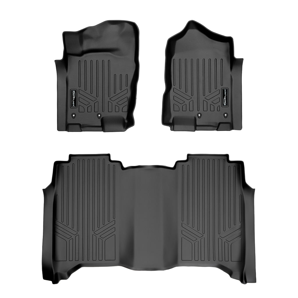SMARTLINER Floor Mats 2 Row Liner Set Black 2017-2022 Titan / 2016-2022 Titan XD Crew Cab 1st Row Bench Seat Without Toolbox (SA0216/B0329)