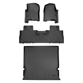 SMARTLINER Floor Mats and Cargo Liner Set Black Compatible With 2007-2010 Expedition/Navigator with 2nd Row Bucket Seats without Console (SA0346/B0303/D0183)