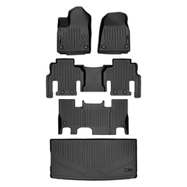 SMARTLINER All Weather Custom Fit Black 3 Row & Cargo Liner Behind the 3rd Row Floor Mat Liner Set Compatible With 2022-2023 Jeep Grand Wagoneer (SA0573/B0589/C0589/E0580)