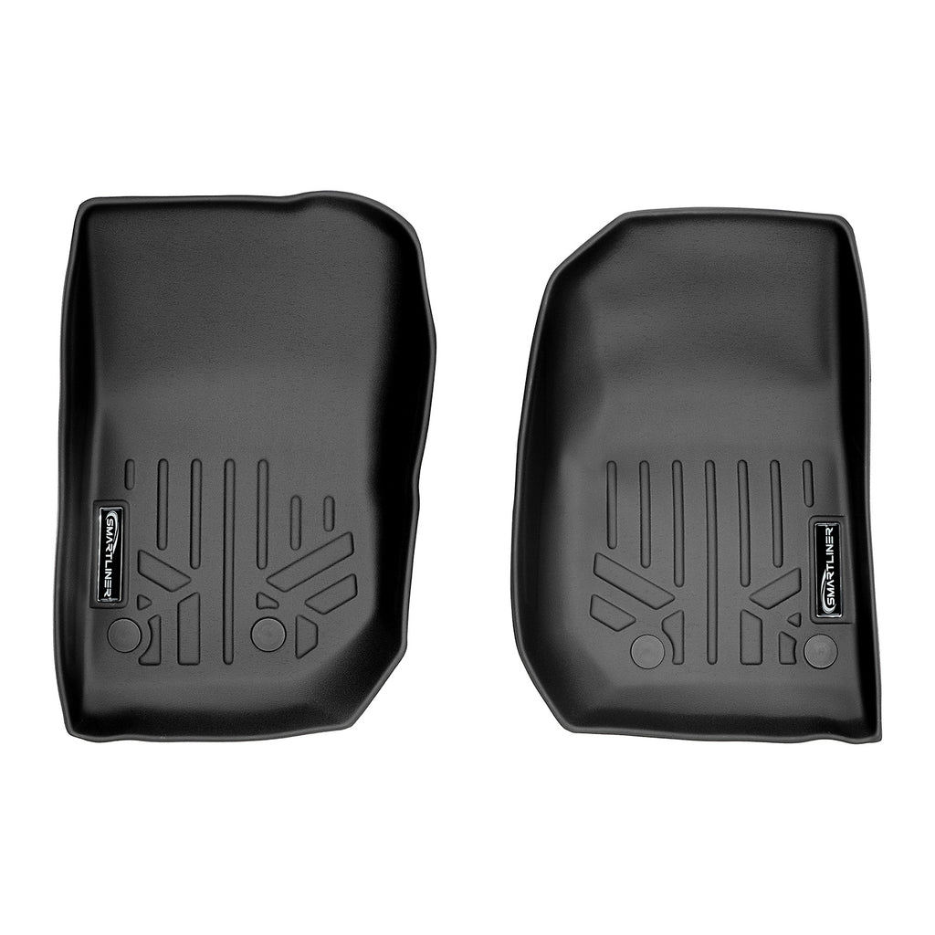 SMARTLINER Floor Mats 1st Row Liner Set Black Compatible With 2014-2018 Jeep Wrangler 2-Dr and Unlimited Models (SA0194)