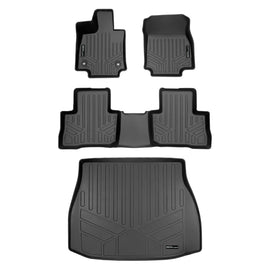 SMARTLINER Custom Fit All Weather Black 2 Row Floor Mat Liners and Cargo Liner Set Compatible With 2021-2023 Toyota Venza (SA0537/B0537/D0537)