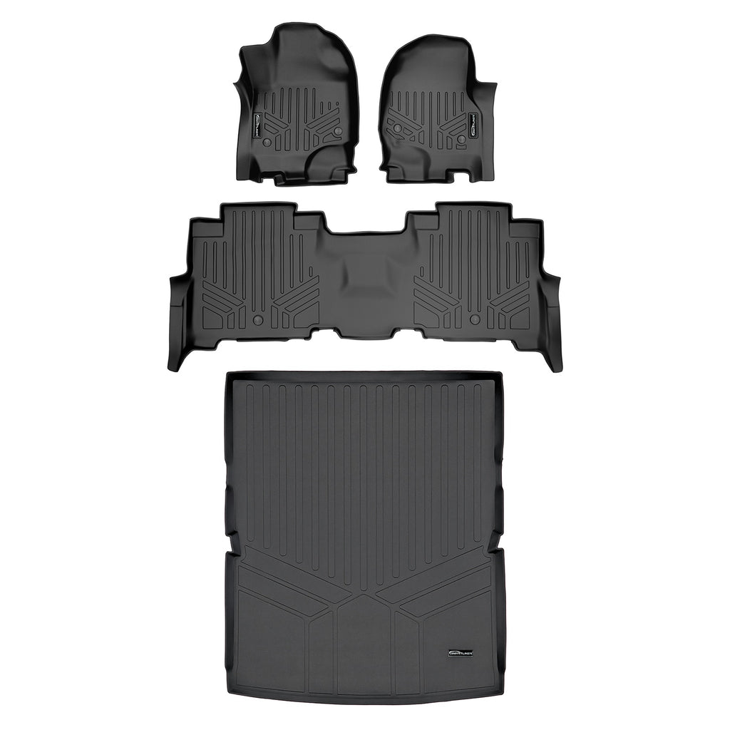 SMARTLINER Floor Mats 2 Rows - Cargo Liner Behind 2nd Row Set Black Compatible With 18-22 Expedition Max/Navigator L - 2nd Row Bench Seat (SA0350/B0351/D0351)