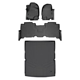 SMARTLINER Floor Mats 2 Rows - Cargo Liner Behind 2nd Row Set Black Compatible With 18-22 Expedition Max/Navigator L - 2nd Row Bench Seat (SA0350/B0351/D0351)