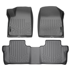 SMARTLINER Custom Fit Floor Mats 2 Row Liner Set Grey Compatible With 2017-2021 GMC Acadia with 2nd Row Bench Seat (SA2230/B2248)