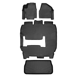 SMARTLINER Floor Mats/Cargo Liner Behind 3rd Row Set Black 2017-21 Pacifica L with 2nd Row Deluxe Bench Seat and 2020 Voyager (SA0232/B0359/E0232)