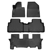 Load image into Gallery viewer, SMARTLINER All Weather Custom Fit Black 3 Row Floor Mat Liner Set Compatible With 2020-2023 Kia Telluride with 2nd Row Bench or Bucket Seats With Center Console (SA0417/B0417/C0417)