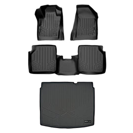 SMARTLINER Floor Mats 2 Rows - Cargo Liner Set Black Compatible With 2017-2021 Compass with Dual Driver Side Floor Hooks (SA0331/B0331/D0361)
