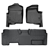 SMARTLINER Custom Fit Floor Mats 2 Row Liner Set Black Compatible With 2011-2014 Ford F-150 SuperCab Non Flow Center Console (SA0094/B0026)
