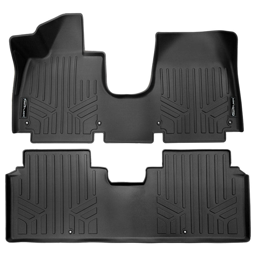 SMARTLINER All Weather Protection Custom Fit Black 2 Row Floor Mat Liner Set Compatible With 2023-2024 Genesis GV60 (SA0734/B0734)
