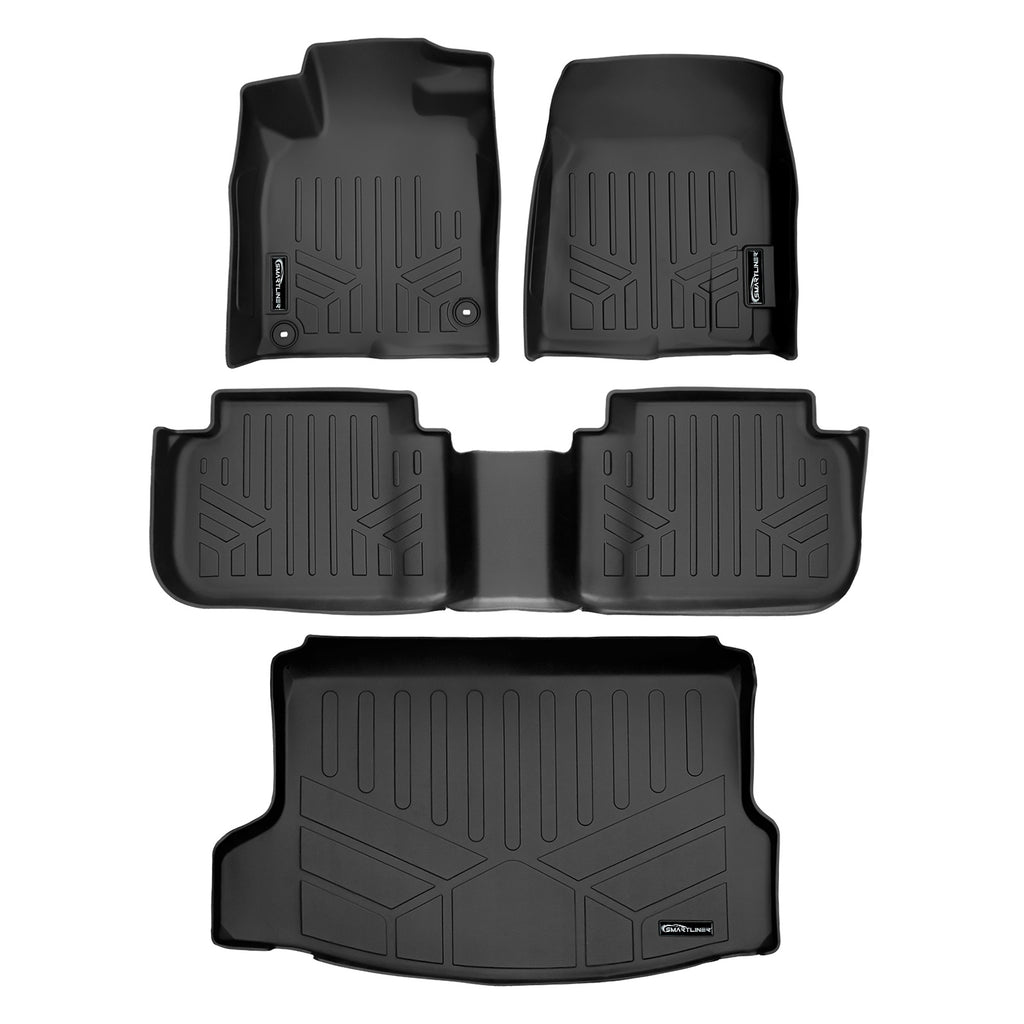 SMARTLINER Custom Fit Floor Mats 2 Rows and Cargo Liner Set Black Compatible With 2022-2025 Honda Civic (SA0586/B0586/D0597)