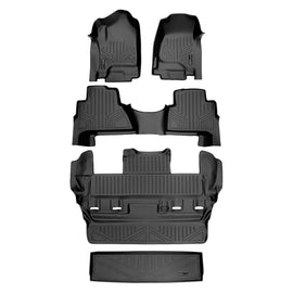 SMARTLINER Custom Fit All Weather Protection Black 3 Row Floor Liners & Cargo Liner behind the 3rd Row Seats Compatible With 2015-2020 Cadillac Escalade (SA0136/B0163/C0153/E0153)