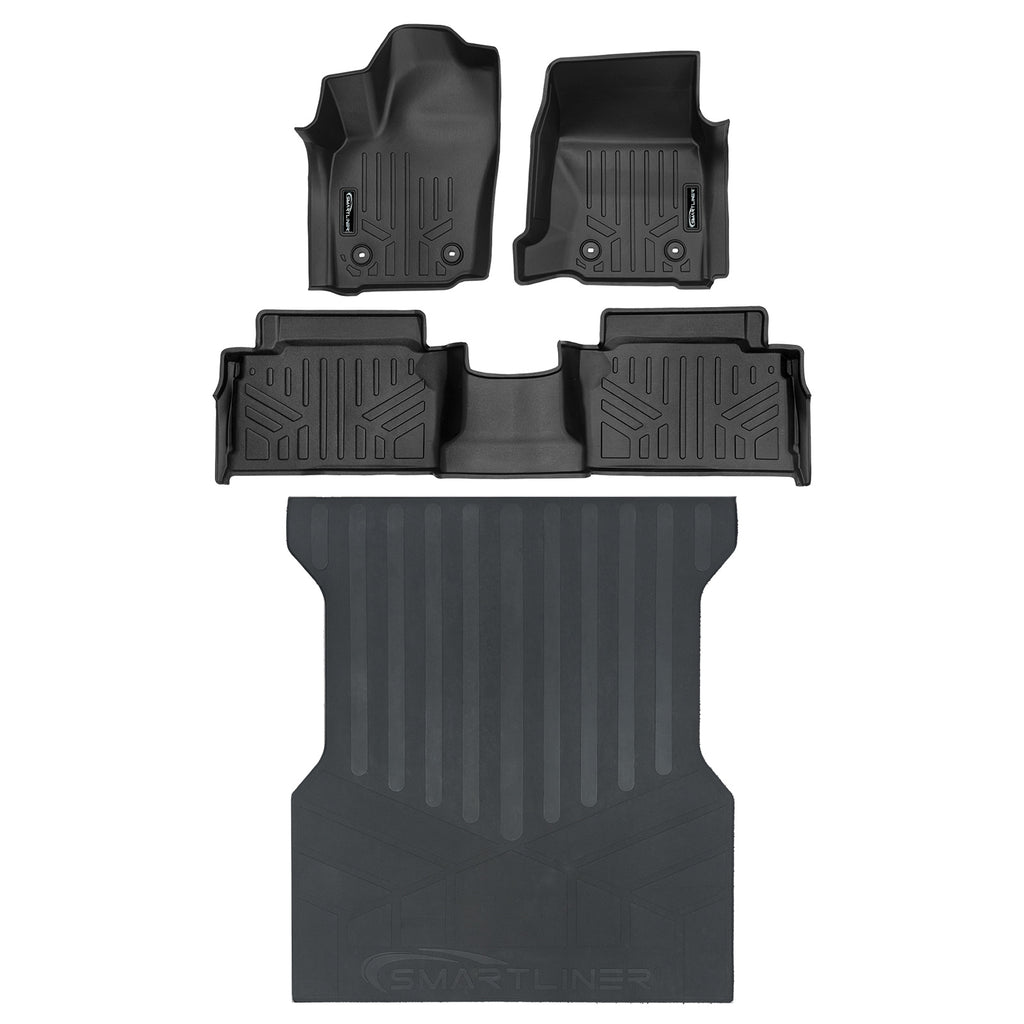 SMARTLINER Custom Fit All Weather Protection Black 2 Row Floor Liners & Rubber Truck Bed Mats Compatible With 2024-2025 Toyota Tacoma (SA0743/B0743/J0743)