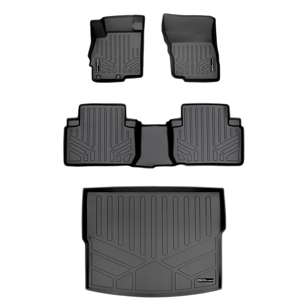 SMARTLINER Custom Fit Floor Mats 2 Rows and Cargo Liner Set Black Compatible With 2018-2021 Mitsubishi Eclipse Cross (SA0378/B0378/D0378)