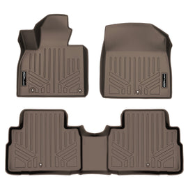 SMARTLINER All Weather Custom Fit Tan 2 Row Floor Mat Liner Set Compatible With 2020-2023 Kia Telluride with 2nd Row Bench or Bucket Seats With Center Console (SA1417/B1417)