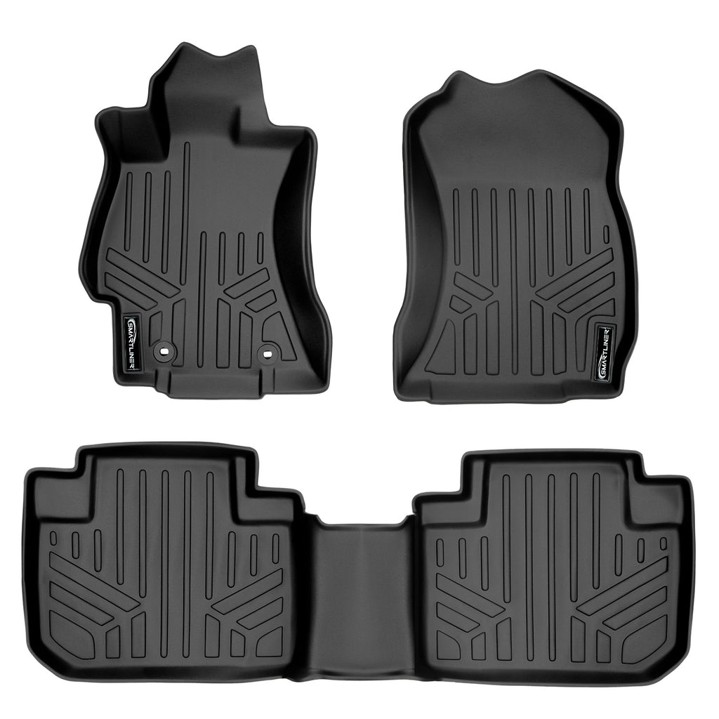 SMARTLINER Custom Fit Floor Mats 2 Row Liner Set Black Compatible With 2014-2018 Subaru Forester (SA0169/B0169)