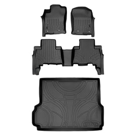 SMARTLINER All Weather Floor Mats 2 Rows and Cargo Liner Set Black Compatible With 2014-2021 Lexus GX460 (SA0120/B0120/D0093)