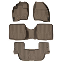 Load image into Gallery viewer, SMARTLINER Custom Fit Floor Mats 3 Row Liner Set Tan Compatible With 2011-2014 Ford Explorer with 2nd Row Center Console (SA1082/B1109/C1082)