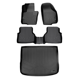 SMARTLINER Custom Fit All Weather Protection Black 2 Row Floor Liners & Cargo Liner behind the 2nd Row Seats Compatible With 2017-2018 Volkswagen Tiguan Limited (SA0280/B0280/D0280-N1)