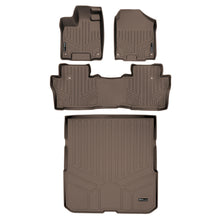 Load image into Gallery viewer, SMARTLINER Custom Fit Floor Mats 2 Rows and Cargo Liner Behind 2nd Row Set Tan Compatible With 2016-2022 Honda Pilot (SA1200/B1200/D1200)