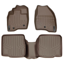 SMARTLINER Custom Fit Floor Mats 2 Row Liner Set Tan Compatible With 2017-2019 Ford Explorer without 2nd Row Center Console (SA1245/B1082)