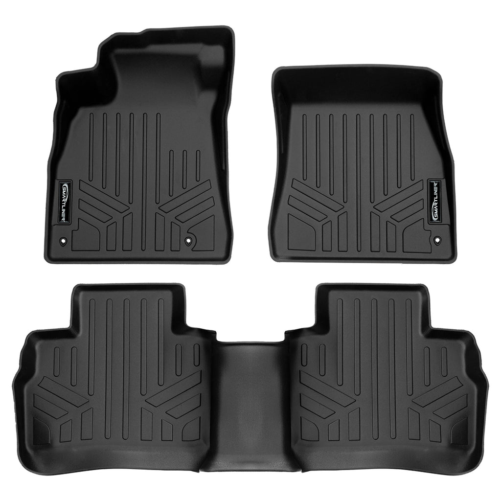 SMARTLINER Custom Fit All Weather Black 2 Row Floor Mat Liner Set Compatible With 2022-2023 Nissan Sentra (SA0606/B0605)
