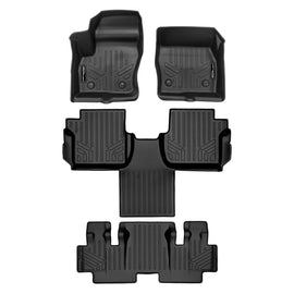 SMARTLINER All Weather Protection Custom Fit Black 3 Row Floor Liner Set Compatible With 2018-2024 Transit Connect Wagon With Vinyl Flooring and without secondary footrest (SA0749/B0478/C0478)